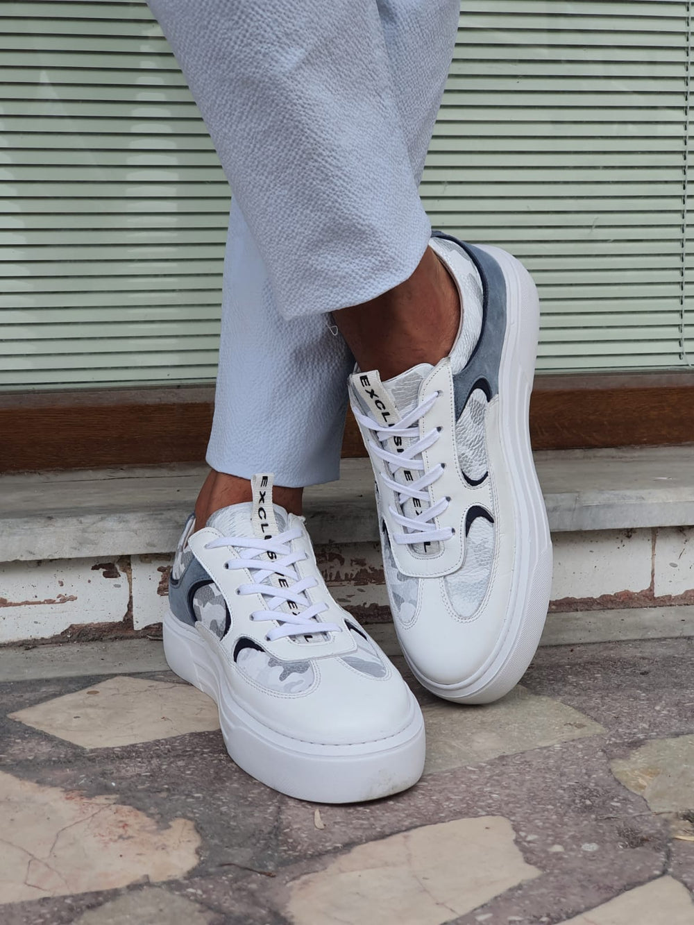 Lucas MenStyleWith Eva Sole White & Blue Sneakers - MENSTYLEWITH