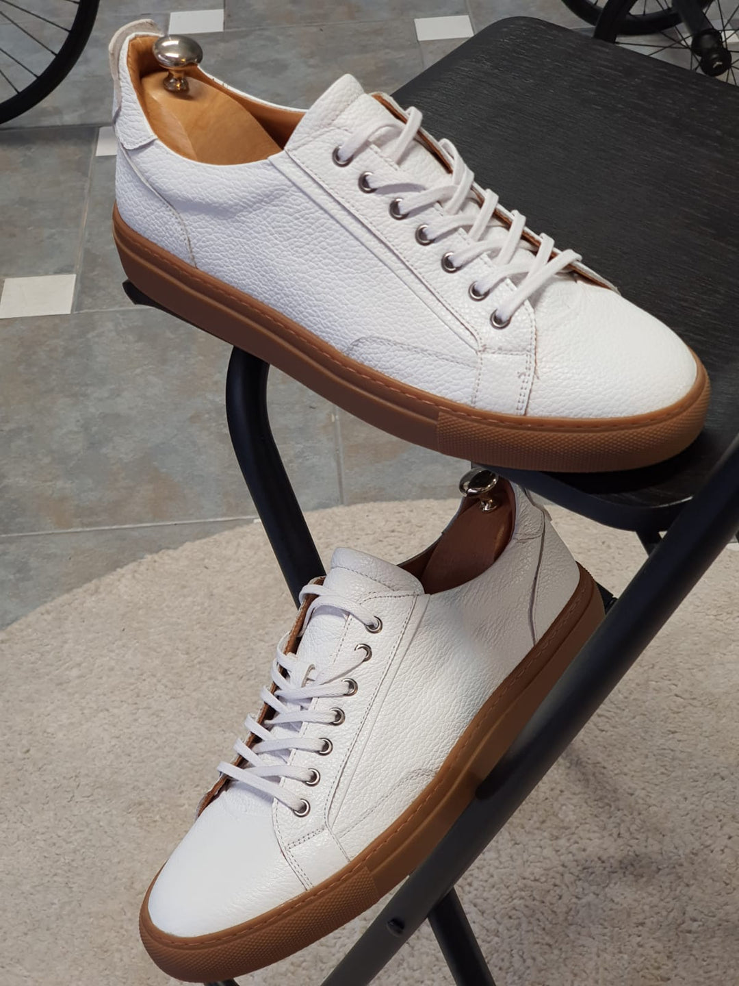 Ralph MenStyleWith Eva Sole Lace Up White Leather Sneakers - MENSTYLEWITH