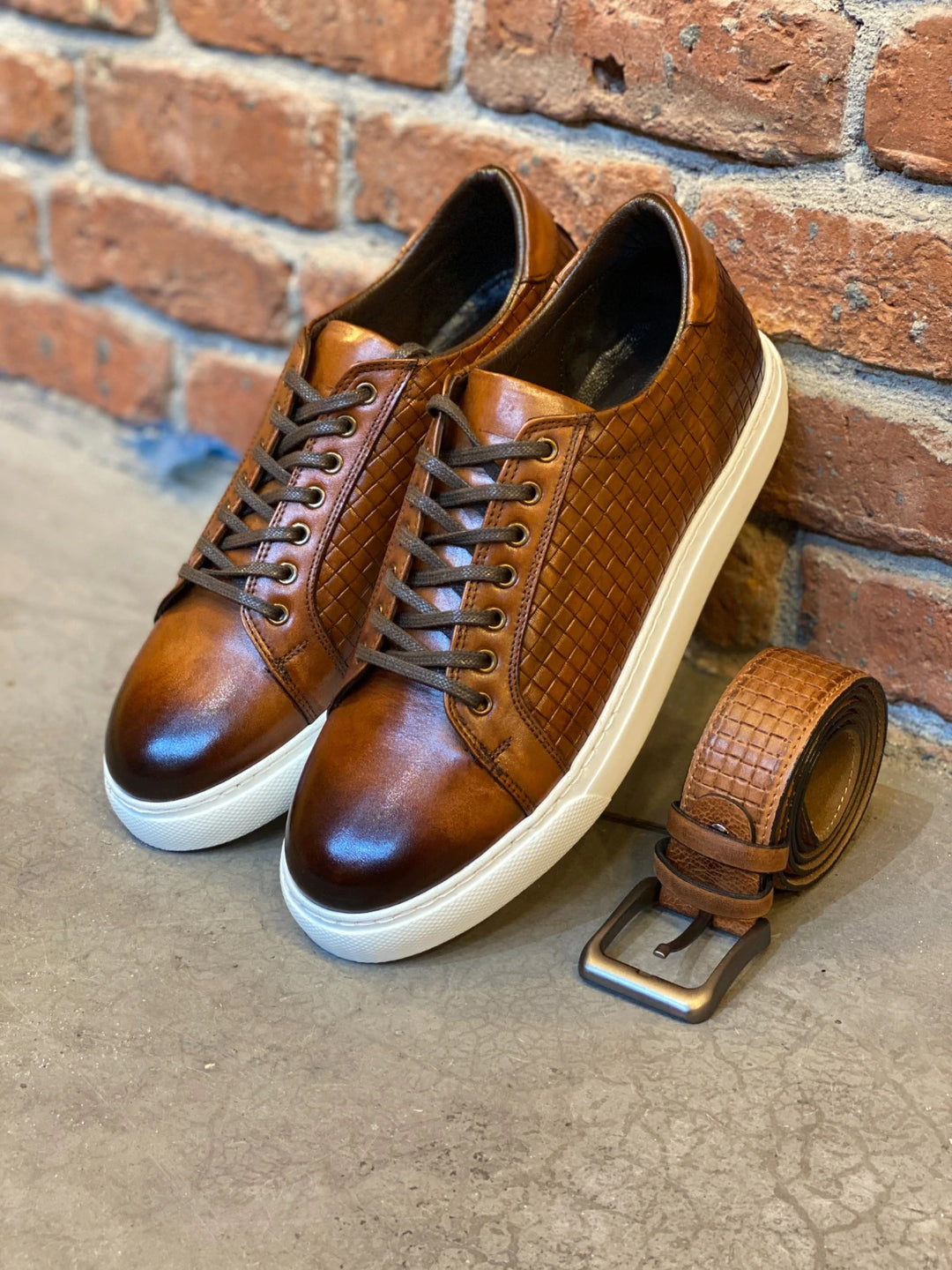 Morris Custom Made Brown Leather Sneakers - MenStyleWith