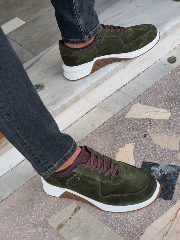 Jason MenStyleWith Eva Sole Suede Laced Green Leather Shoes - MENSTYLEWITH