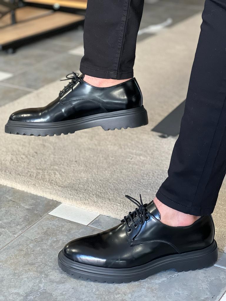 Nate Black Leather Shoes - MENSTYLEWITH