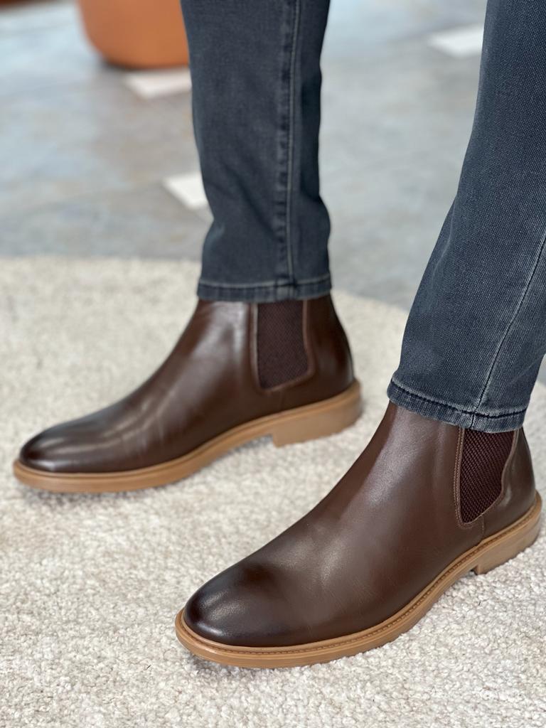 Trent Eva Sole Suede Brown Chelsea Boots - MENSTYLEWITH