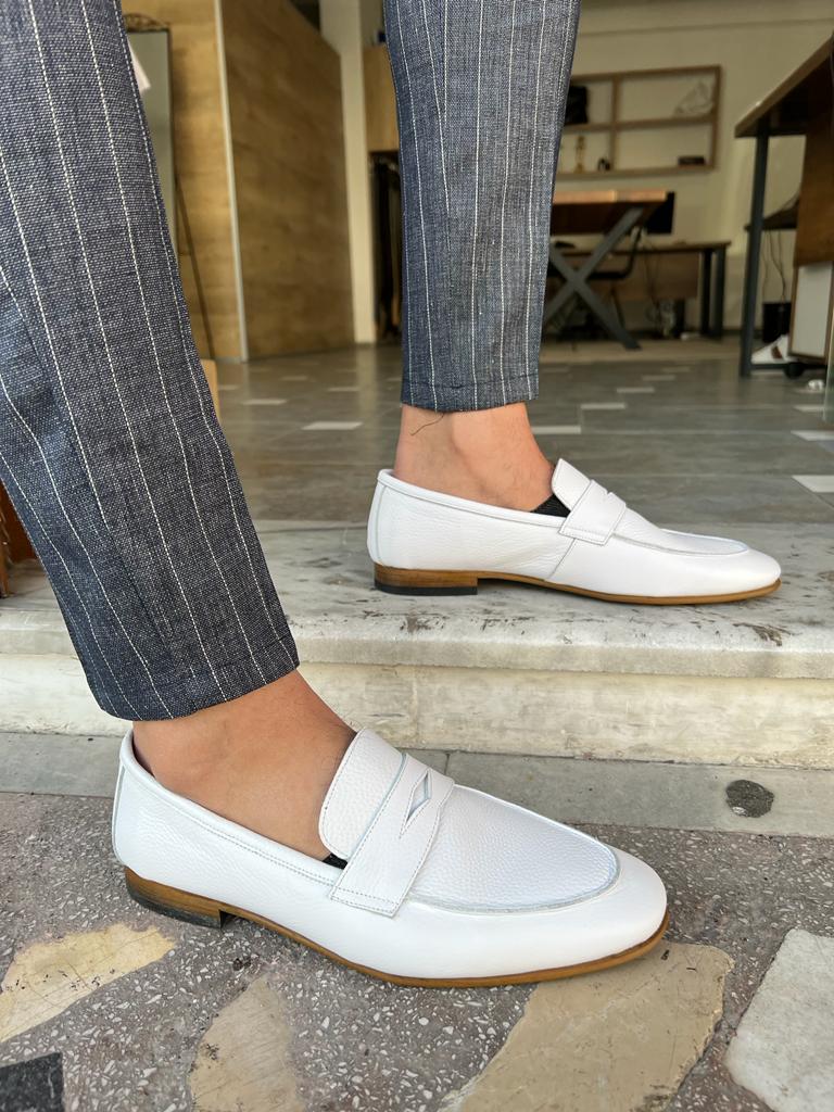 Morrison White Genuine Leather Loafers - MENSTYLEWITH