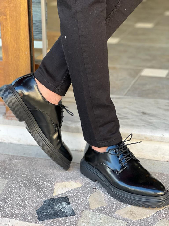 Nate Black Leather Shoes - MENSTYLEWITH
