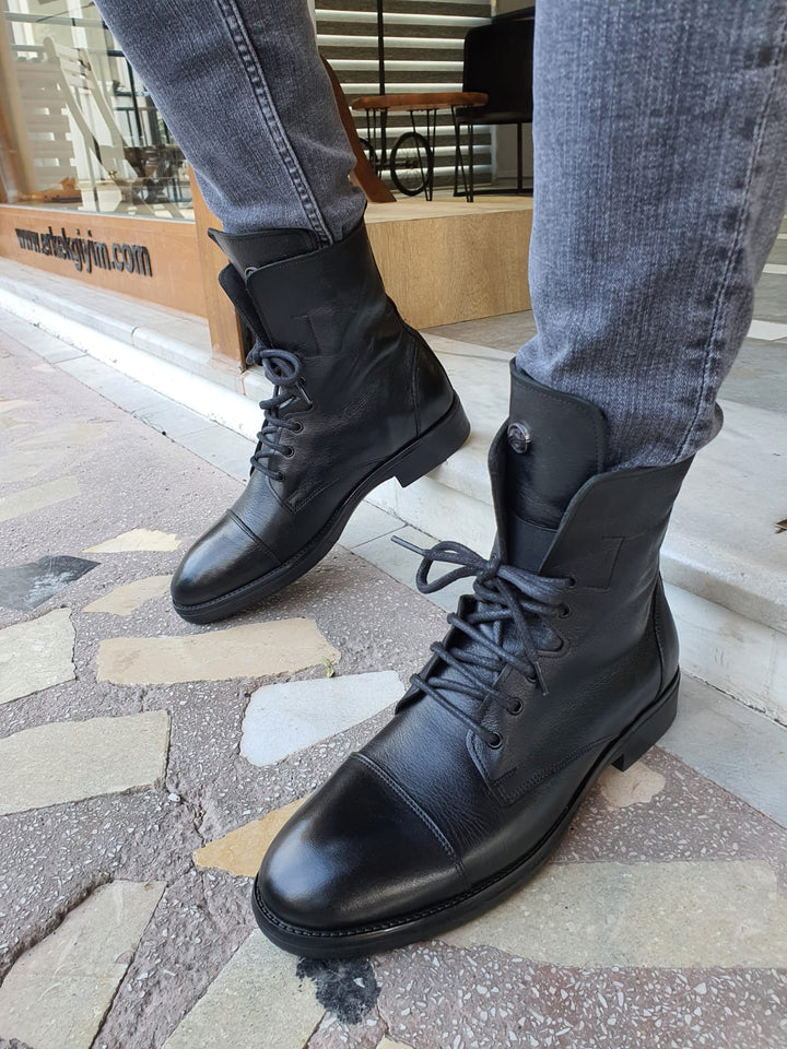 Blake Suede Custom Made Black Leather Boots - MENSTYLEWITH