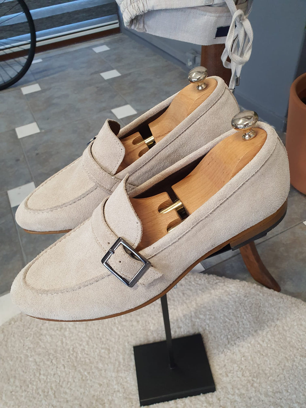 Ross MenStyleWith Neolite Suede Beige Leather Shoes - MENSTYLEWITH