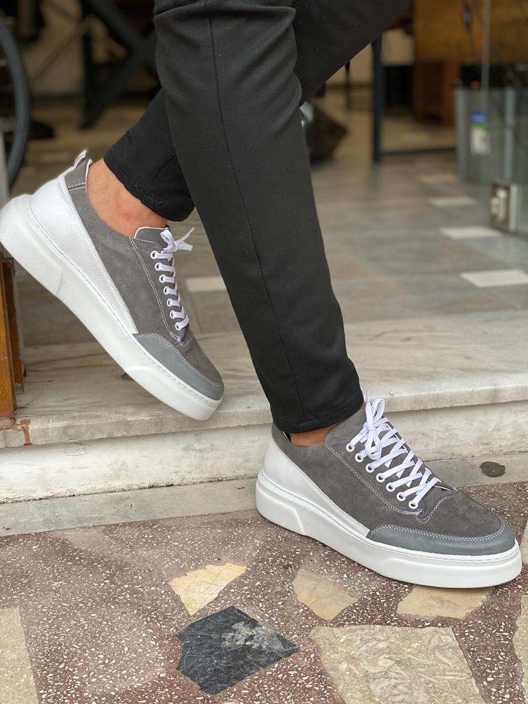 Grant Special Edition Eva Sole Leather Grey Sneakers - MENSTYLEWITH
