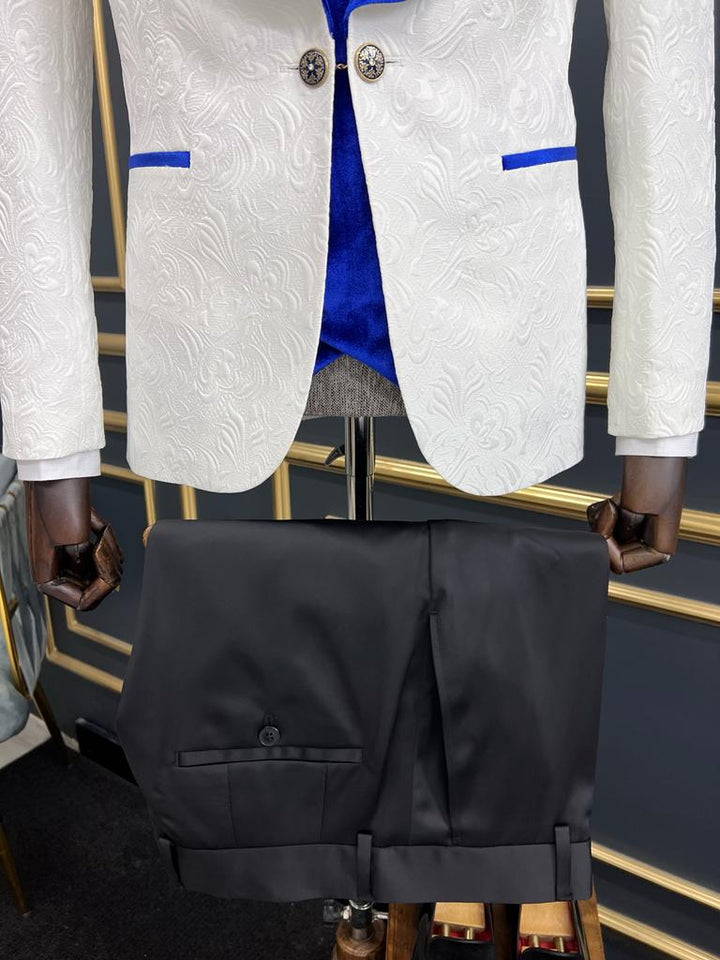 Custom Design Tuxedo Suit - White