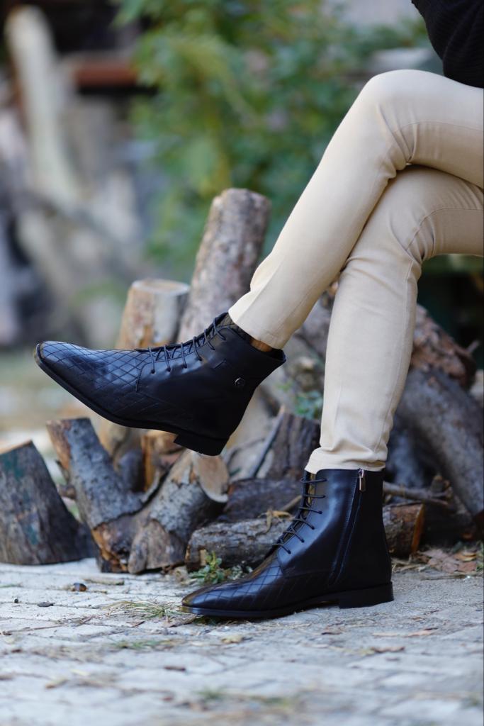 Embroidered Classic Boots -  Black