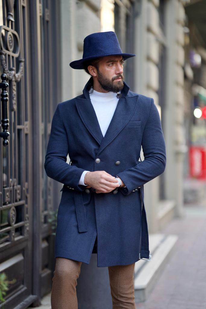 Fur Detailed Cachet Coat - Blue