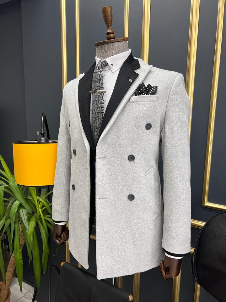 Fur Detailed Cachet Coat - Grey