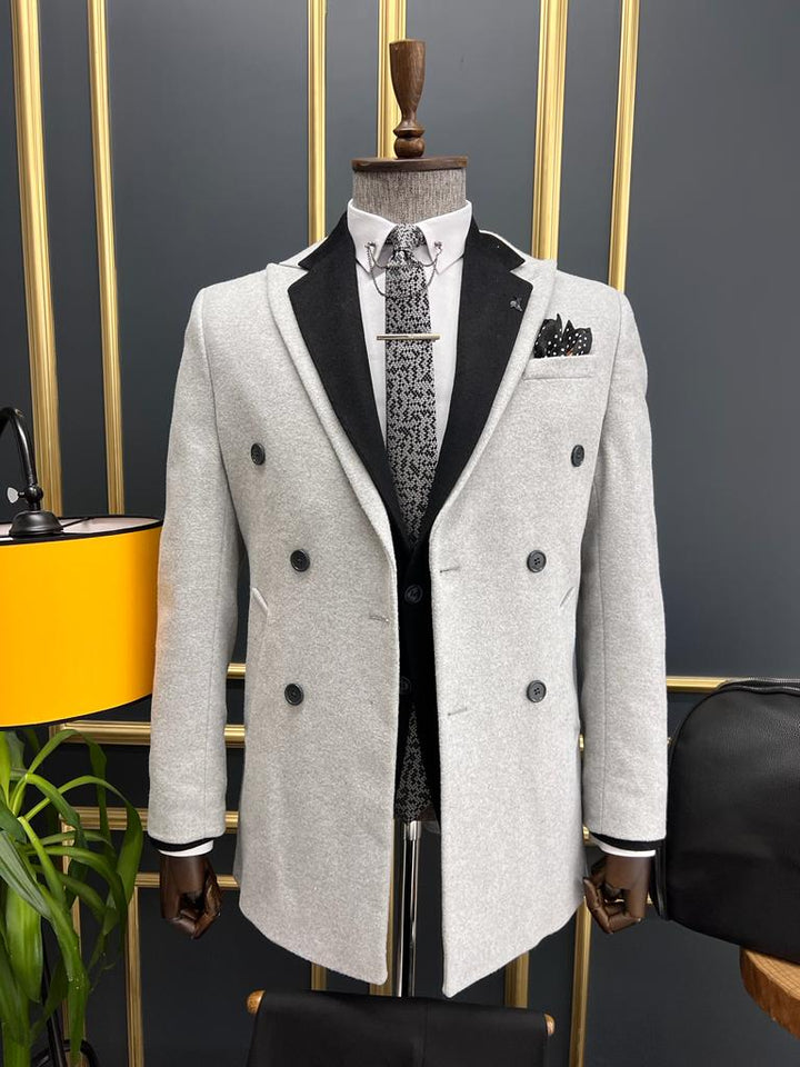 Fur Detailed Cachet Coat - Grey