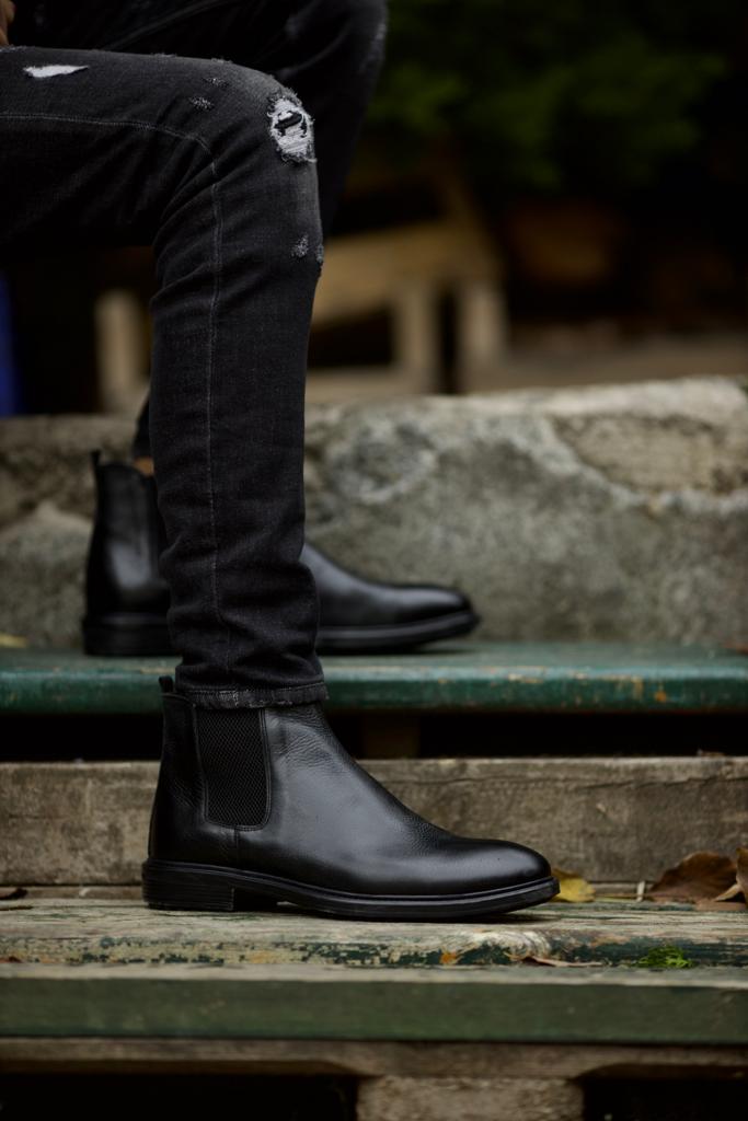 Genuine Leather Chelsea Boots - Black