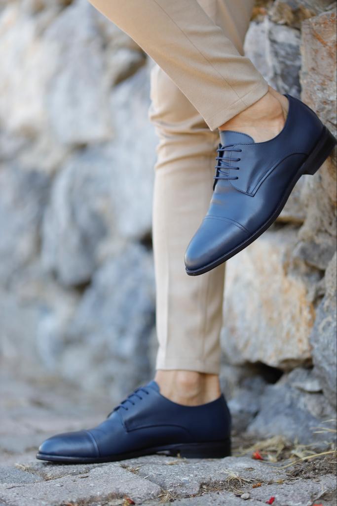 Blue Lace-Up Classic Shoes