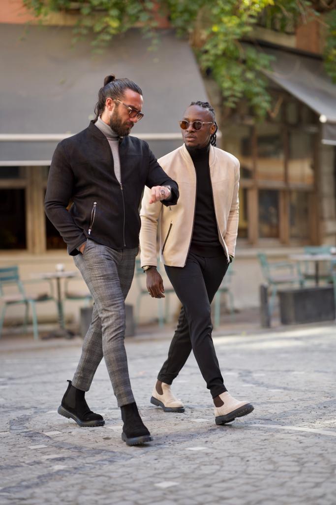 Veste en daim spécialement conçue avec fermeture éclair - Noir