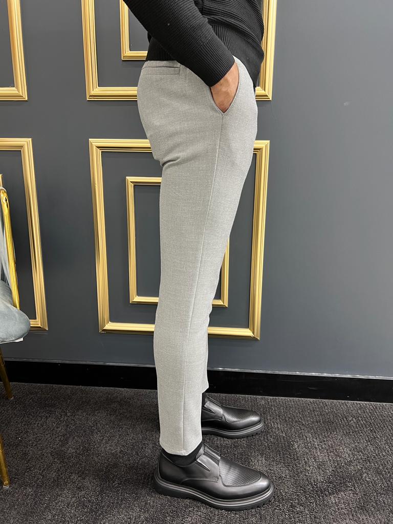 Pantalon en tissu détaillé en corde - Gris