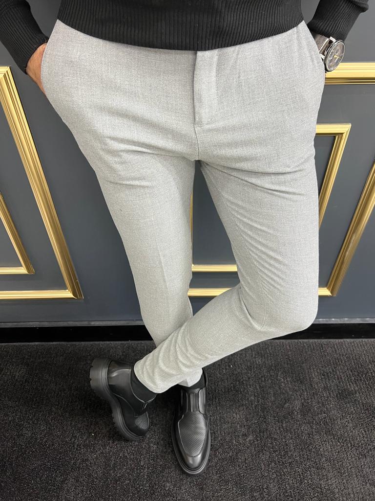 Pantalon en tissu détaillé en corde - Gris