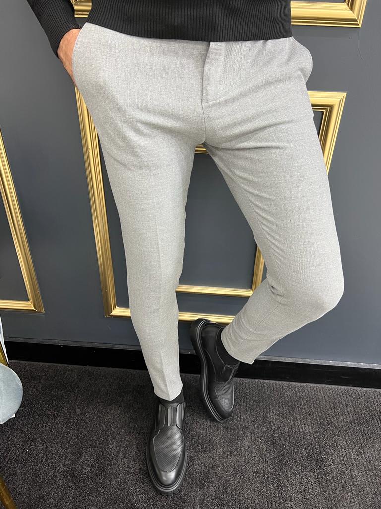 Pantalon en tissu détaillé en corde - Gris