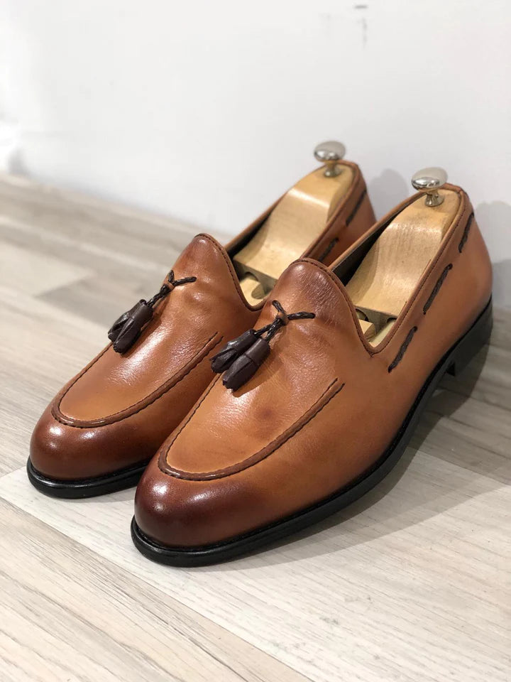 Tan Calf-Leather Loafers