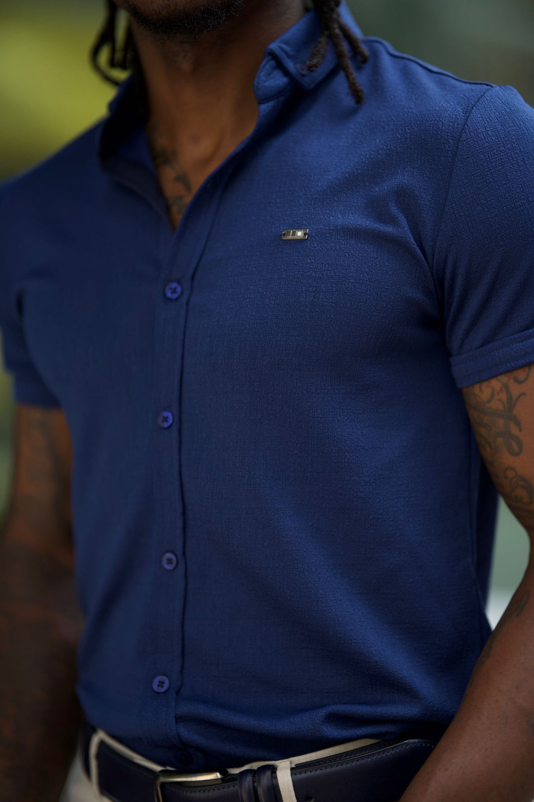 Blue Lycra Short Sleeve Shirt