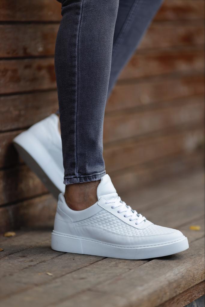 White Square Detailed Sneakers