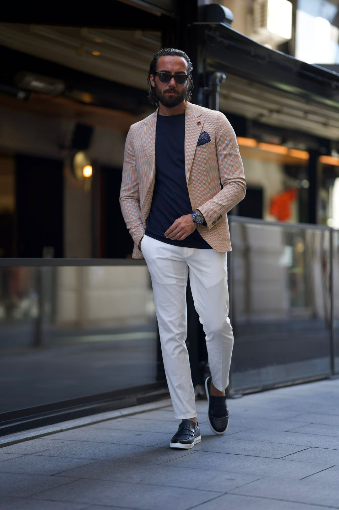 Camel Double-breasted Detailed Blazer Jacket