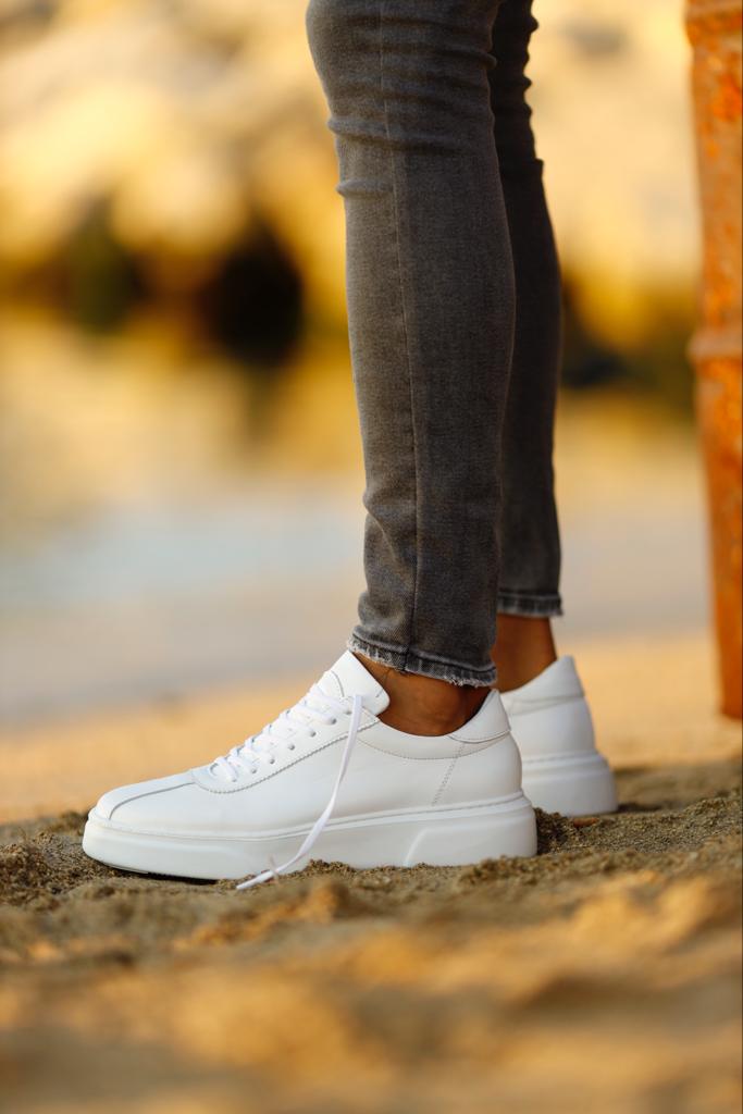 White Eva Sole Lace Detail Sneakers