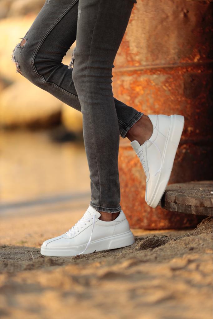 White Eva Sole Lace Detail Sneakers