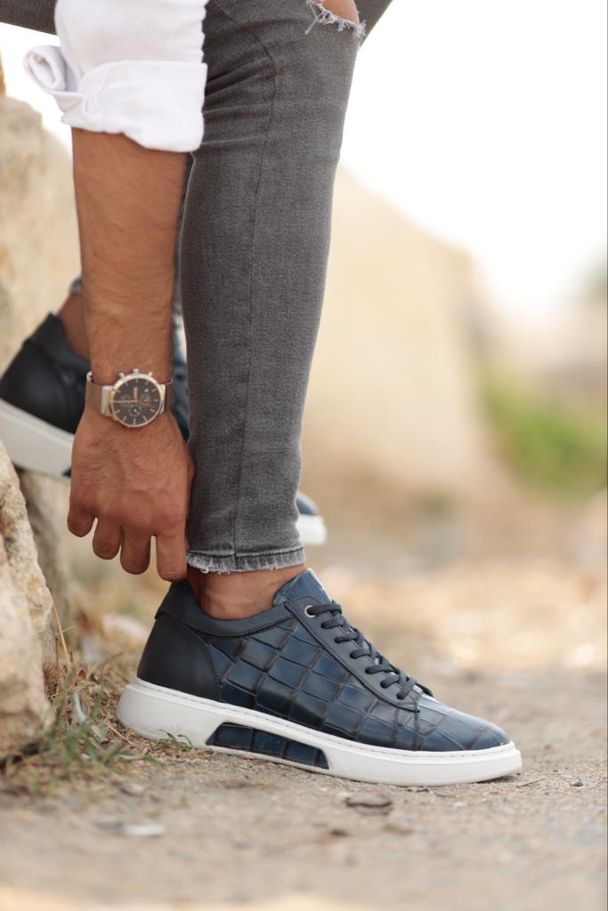 Blue Croco Detail Sneakers
