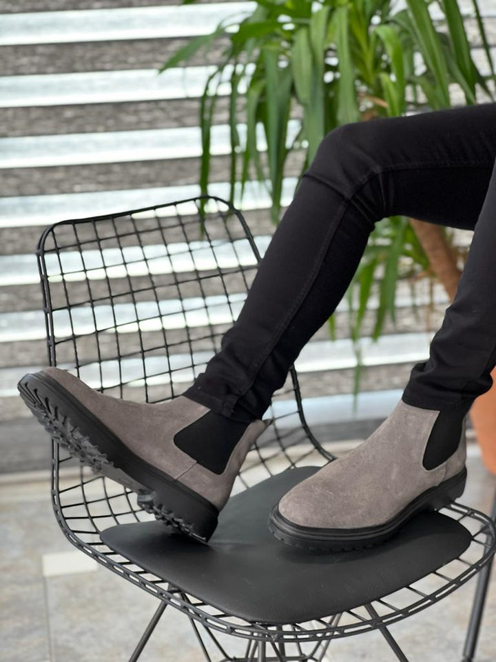 Shelton Grey Eva Sole Genuine Leather Chelsea Boots - MENSTYLEWITH