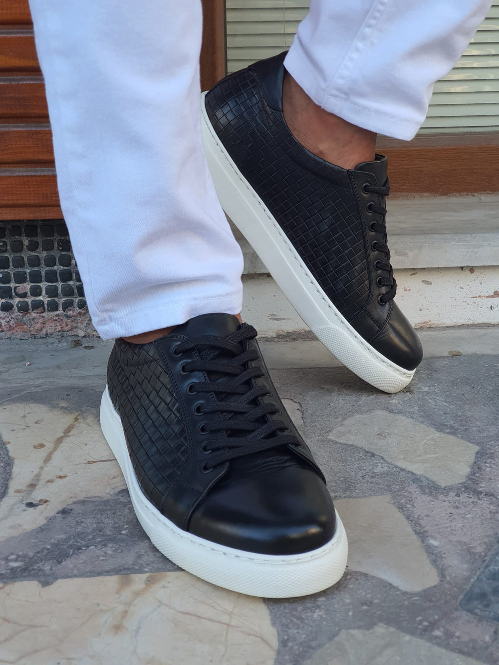 Lucas MenStyleWith Eva Sole Black Leather Sneakers - MenStyleWith