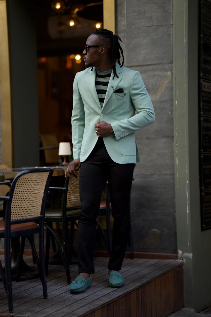 Bag Pocket Detailed Blazer Jacket- Mint