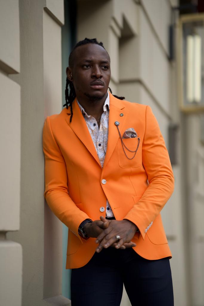 Bag Pocket Detailed Blazer Jacket-Orange