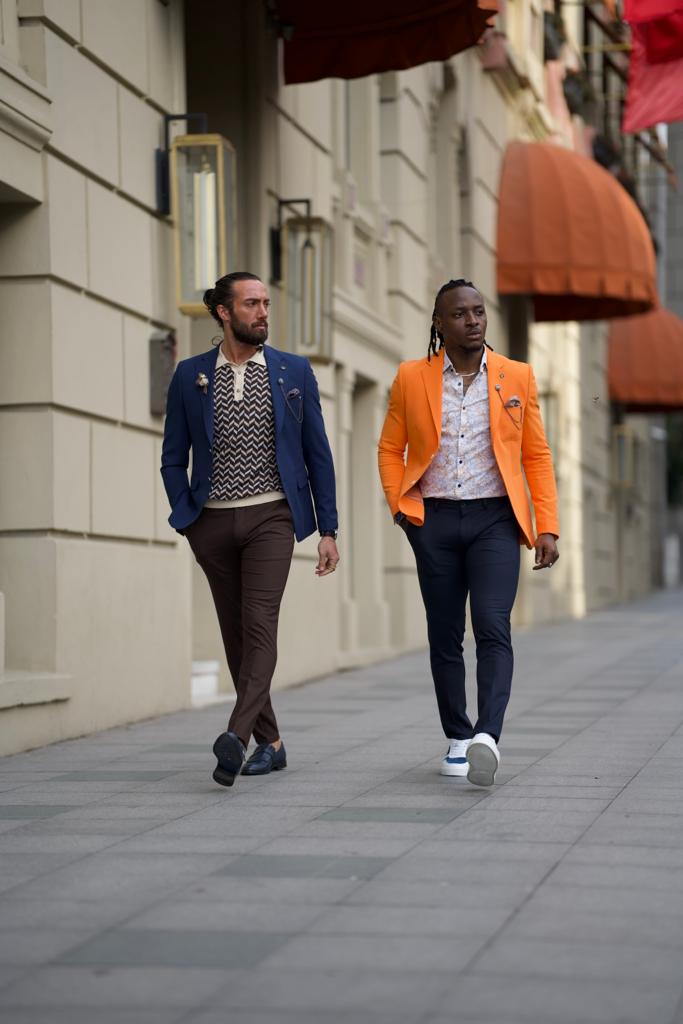 Bag Pocket Detailed Blazer Jacket-Orange