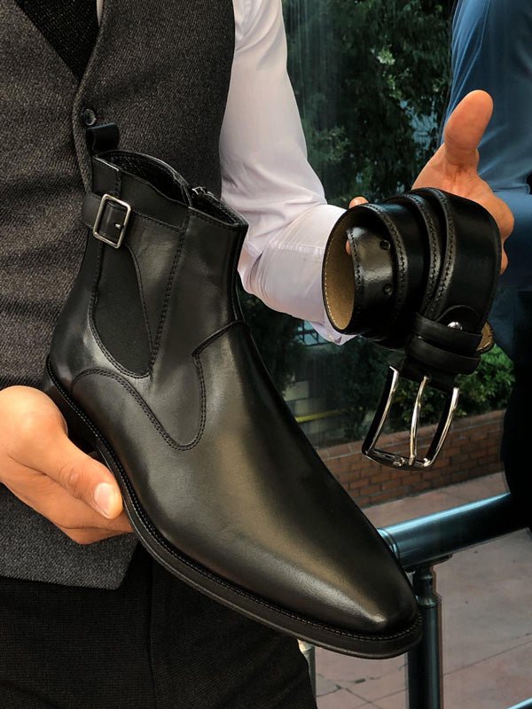 Black Chelsea Leather Boots