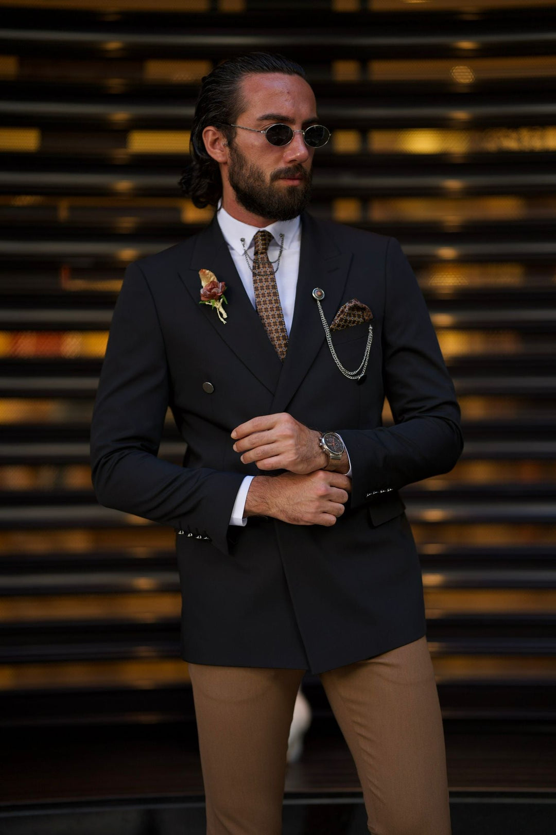 Black Double-breasted Detailed Blazer Jacket