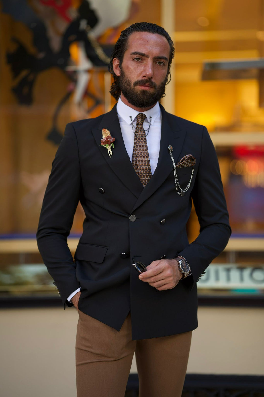 Black Double-breasted Detailed Blazer Jacket