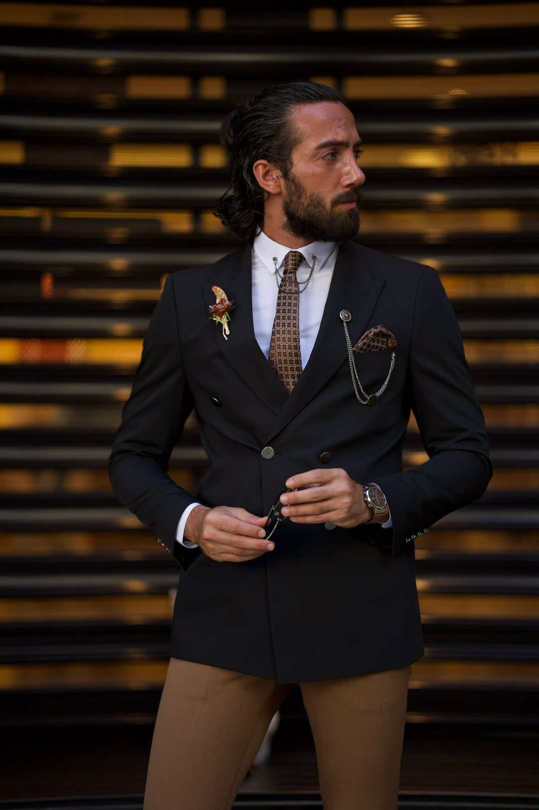 Black Double-breasted Detailed Blazer Jacket