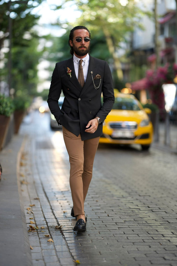 Black Double-breasted Detailed Blazer Jacket