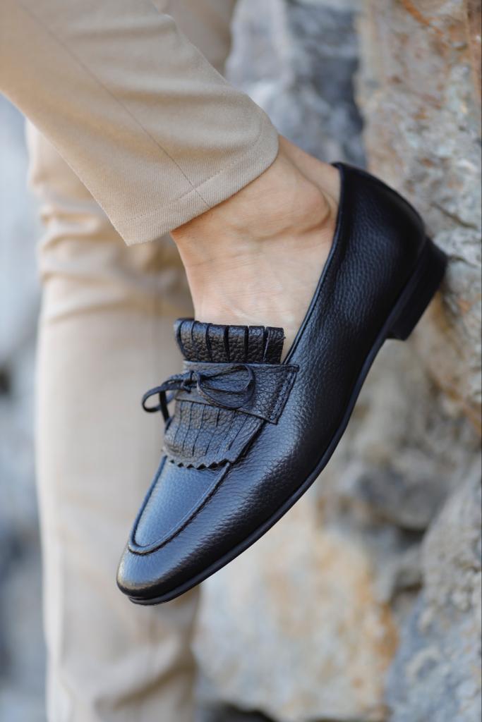 Black Double Buckle Detail Loafers
