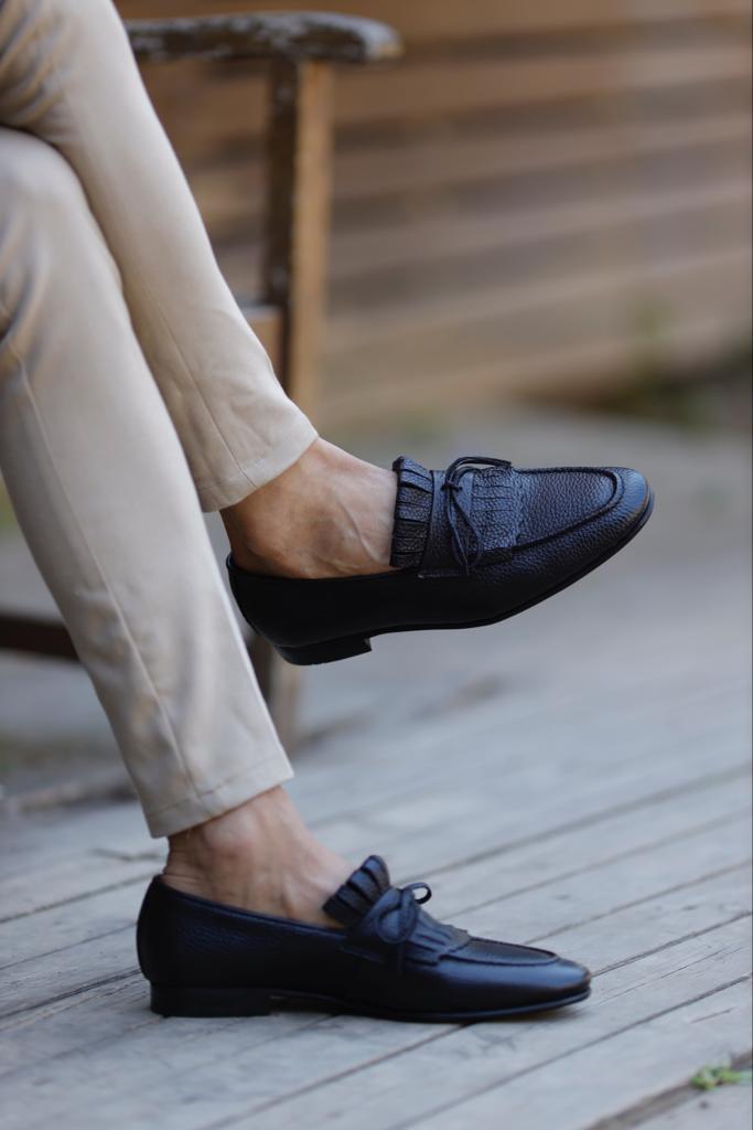 Black Double Buckle Detail Loafers