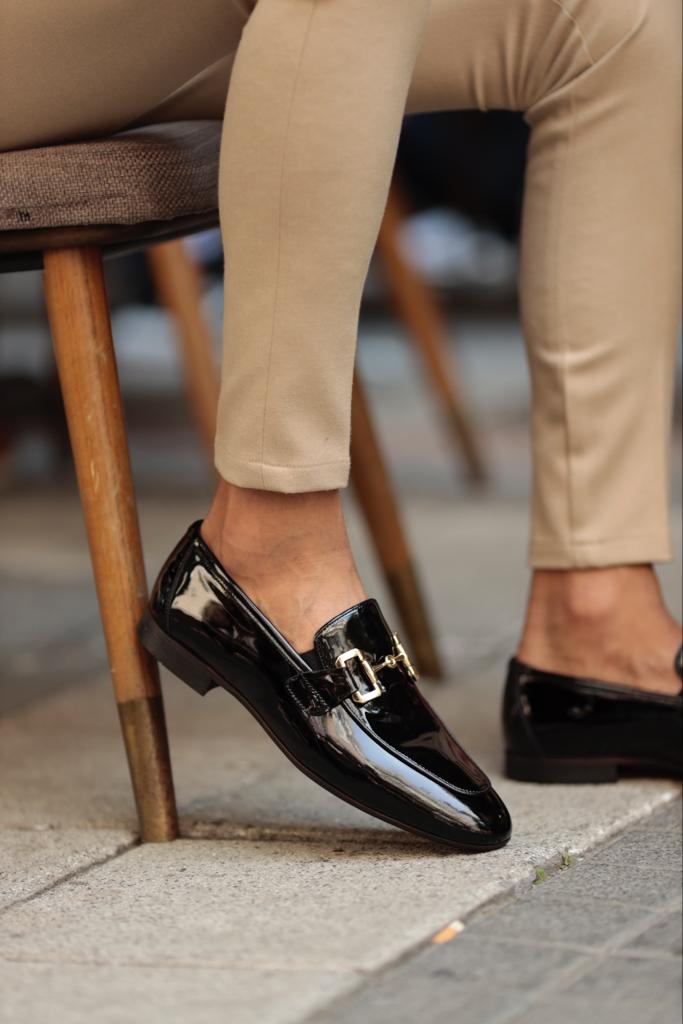 Black Loafers With Buckle Details