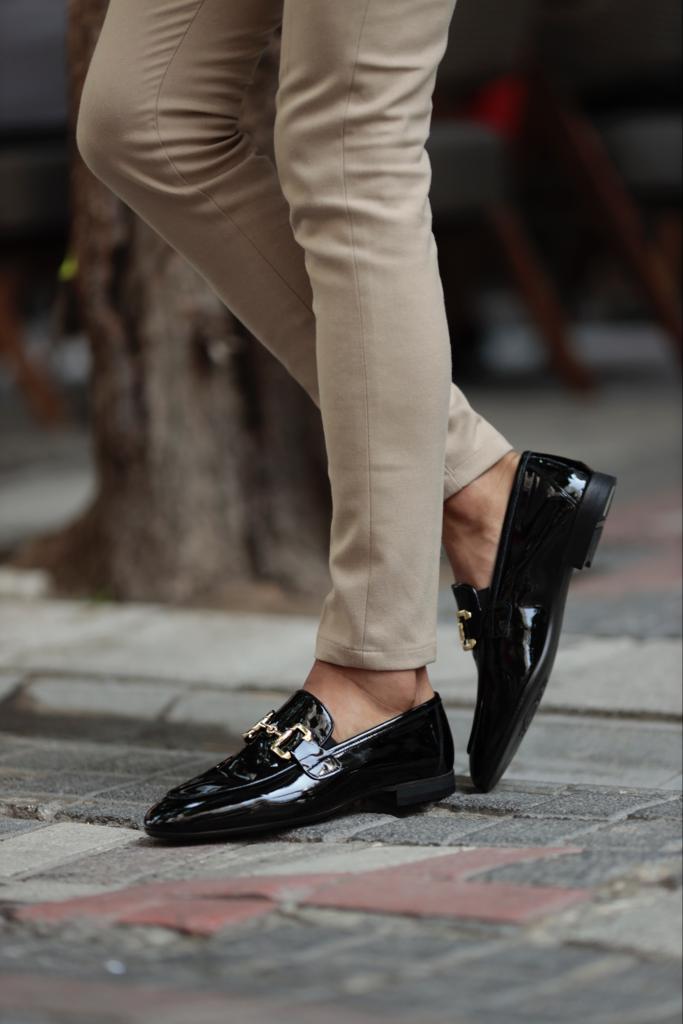 Black Loafers With Buckle Details
