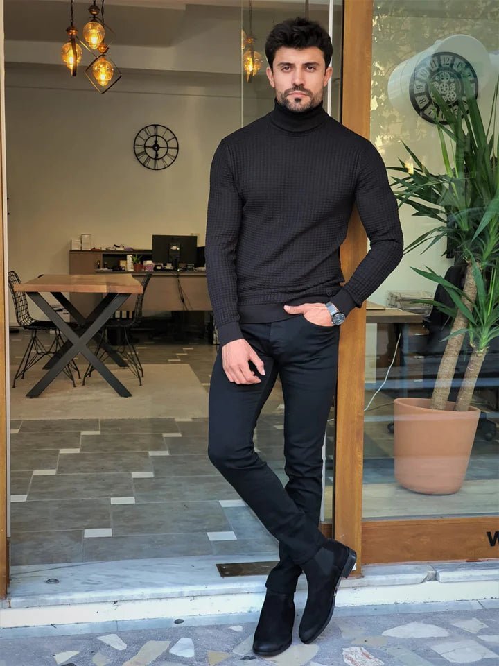 Black Ridged Turtleneck