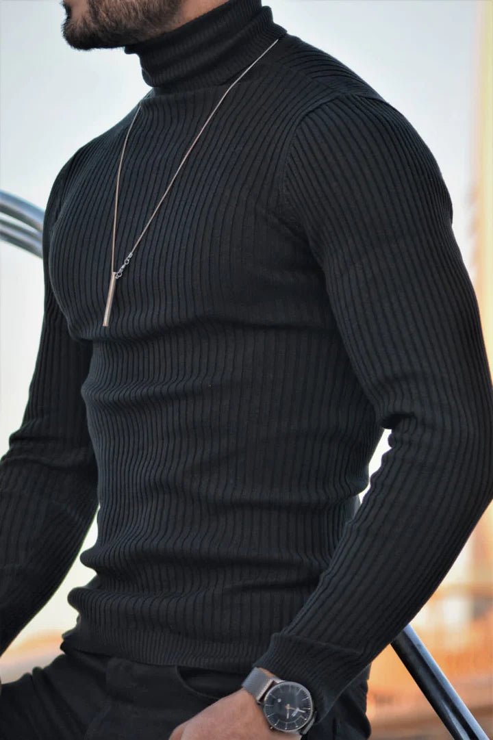 Black Striped Turtleneck