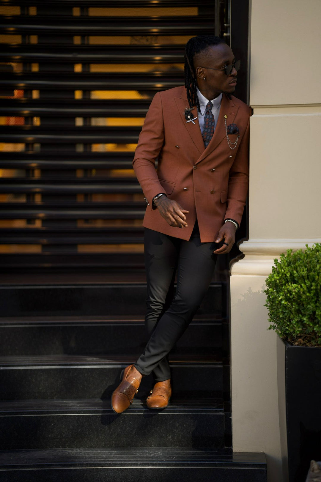 Camel Double-breasted Detailed Blazer Jacket