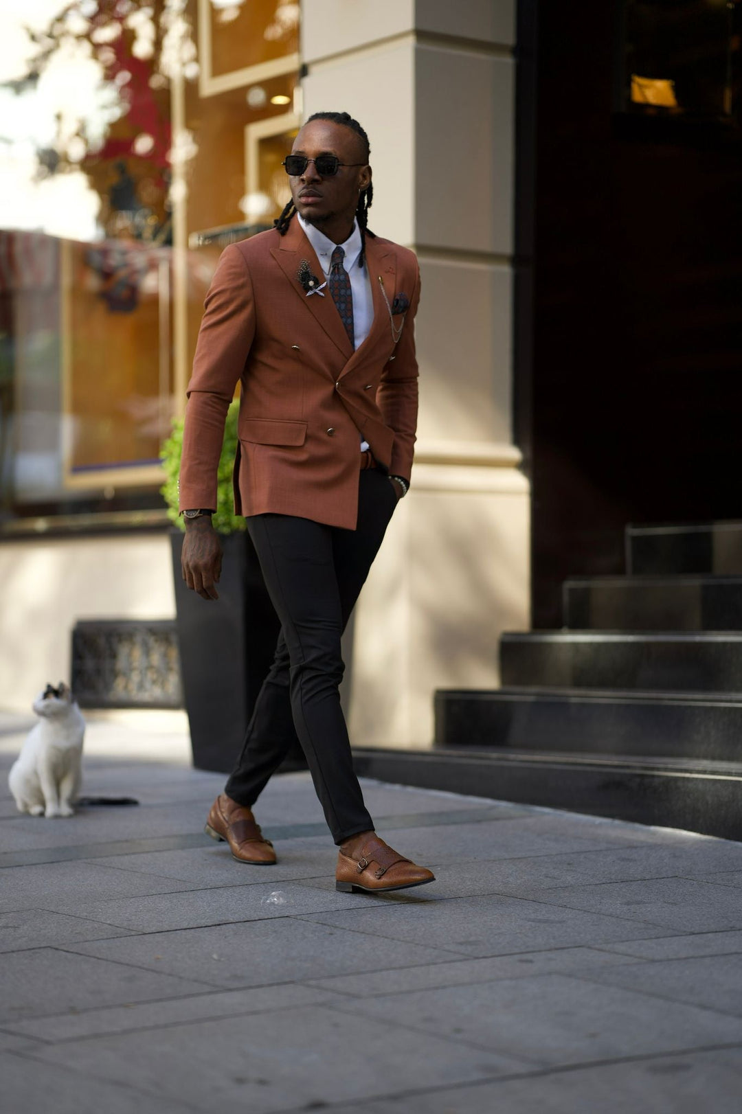 Camel Double-breasted Detailed Blazer Jacket