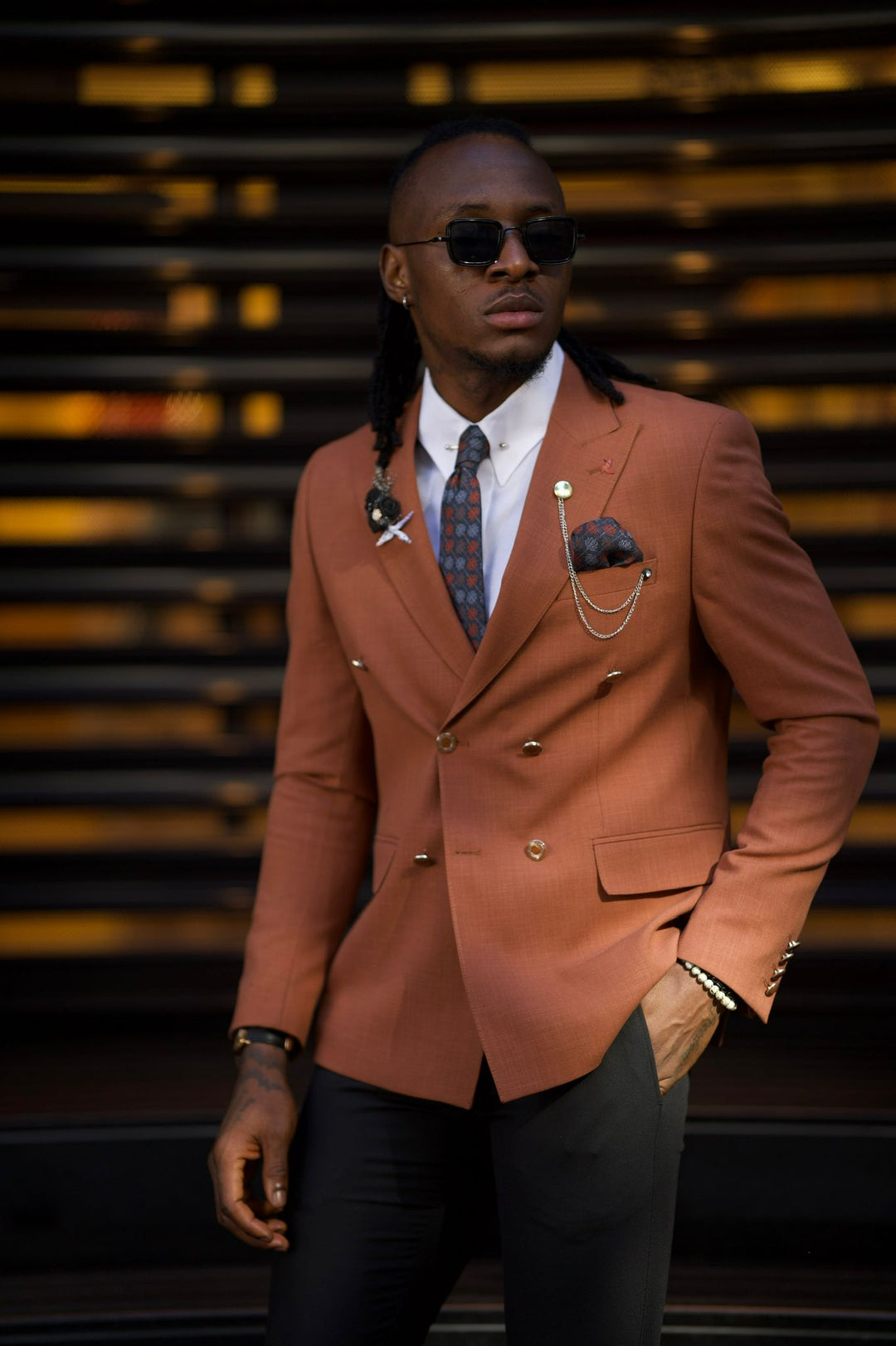 Camel Double-breasted Detailed Blazer Jacket