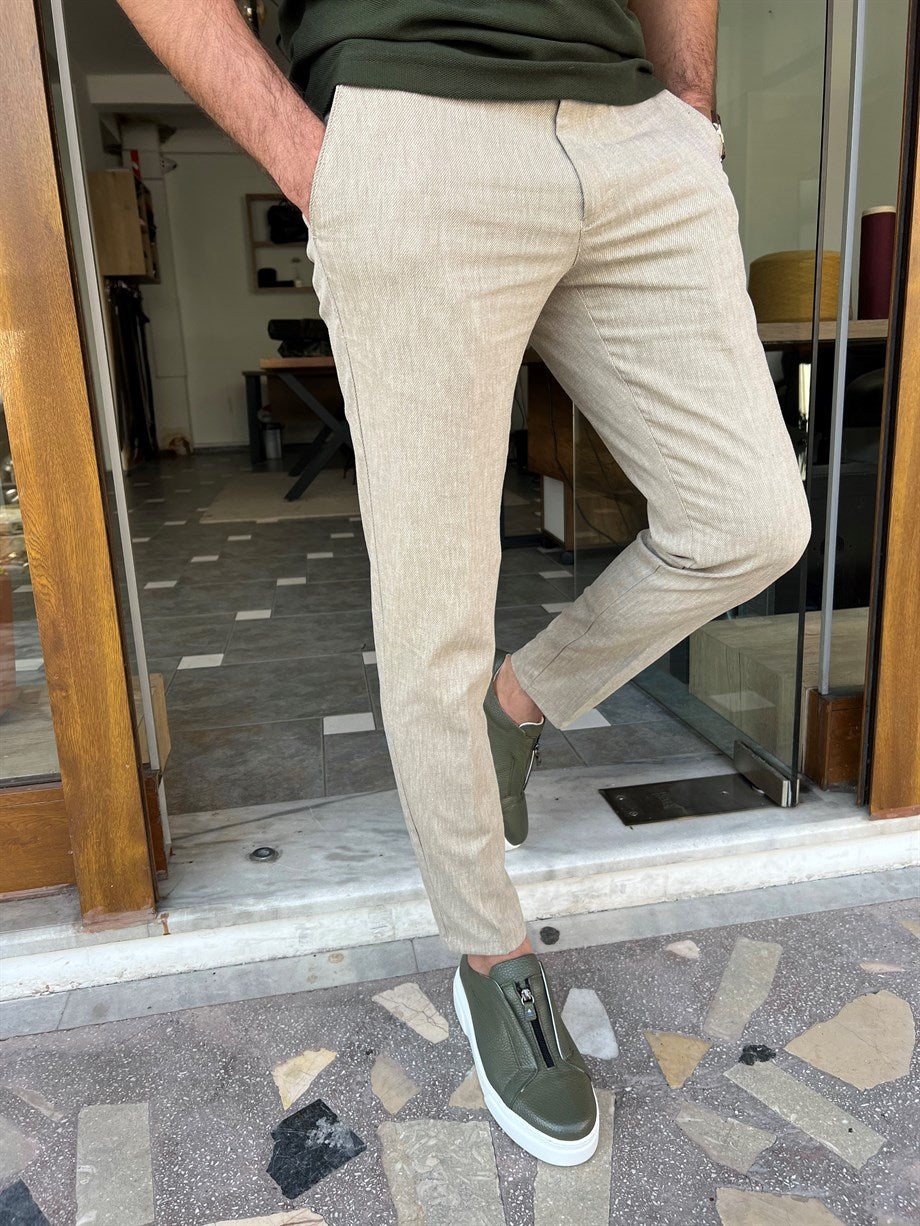 Striped Side Pocket Slim Fit Trousers - MENSTYLEWITH
