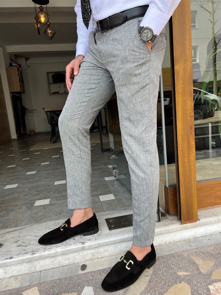 Striped Side Pocket Slim Fit Trousers - MENSTYLEWITH